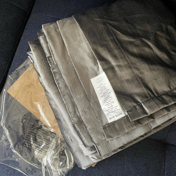 NEW West Elm Luster Velvet Curtain Drape 48x84" Dark Gray - Picture 2 of 3